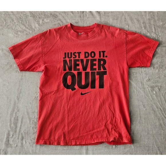 Nike Other - JUST DO IT RED NIKE T SHIRT WITH BLACK SWOOSH Boys M REGULAR FIT NEVER QUIT